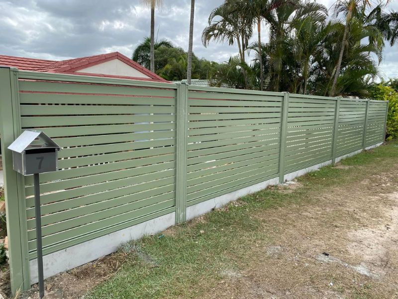 Sunny bank front slat fence with gate